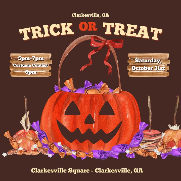👻🎃The Trick or Treating on the Square event in Downtown Clarkesville, Georgia, takes place on…