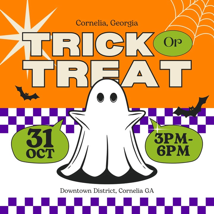 🎃The annual Downtown Cornelia Trick or Treat will take place on Saturday, October 31, 2026,…