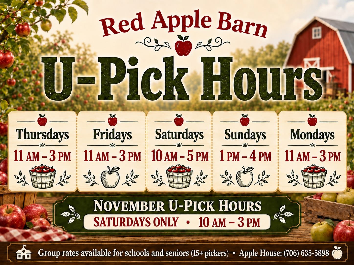 October is here, and the Red Apple Barn in Ellijay is adding Thursdays to its…
